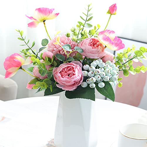 Fagushome 25 Pcs Silk Peony Artificial Flower Heads 4 Inch Fake Peony Flowers Heads With Stems Artificial Peony Flower Heads In Bulk Wholesale For Wedding Home Decor (Pink) #TOP4