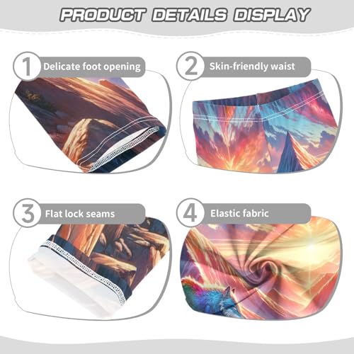 Toddler Girls Leggings Printed Yoga Pants Leggings Wolf Walking Across Mountin for Kids3