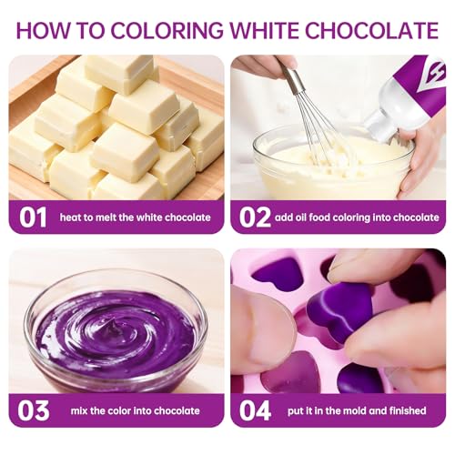 Image of Purple Oil Based Food Coloring for Chocolate - Herbeklab 100ml Professional Concentrated Oil Food Dye for Candy Melts, Chocolate, Cake Pops, Strawberries & Baking