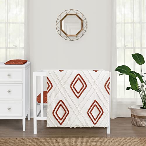 Image of Sweet Jojo Designs Rust Orange Boho Arrow Boy Girl Baby Mini Crib Bedding Set Infant Nursery Room Newborn Blanket Portable Pack n Play Sheets Modern Bohemian Gender Neutral Shabby Chic Arrows 3pc
