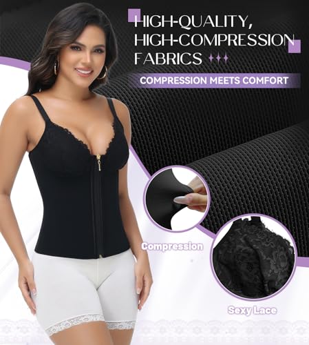 SHAPSHE Waist Trainer for Women Tummy Control Corset Shapewear Workout Waist Cincher Faja Body Shaper with Lace Bra4