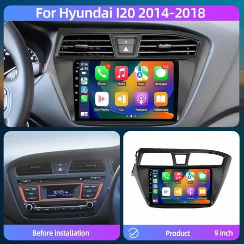 Estéreo de automóvil con Android Auto para Hyundai I20, manos libres Bluetooth y Mirror 2