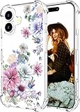 Hungo Compatible for iPhone 17 Case, Thin Slim Cute Girly Skin Cases Protector with Airbag Bumper for Women Girls (Clear Wonderful Dahlias)