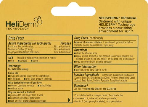 Neosporin Original First Aid Antibiotic Ointment with Bacitracin Zinc for Infection Protection, Wound Care Treatment & Scar Appearance Minimizer for Minor Cuts, Scrapes and Burns, 1 oz