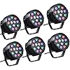 Lixada AC 90-240 V 12 LED par Lights 8 canaux RGBW Éclairage de Bureau avec Stroboscope DMX et Mode Actif pour Disco Party Christmas Wall Wash