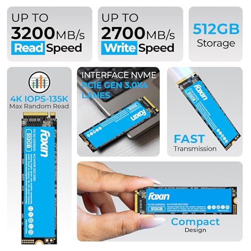 Image of Foxin SSD 512 GB NVMe | Internal Solid State Drive with Micron Chipset, SMI Controller, M.2 PCIe 3.0 Interface | Ultra-Low Power Consumption | Read /Write Speed Upto 3200 /2700 MB /s | 5 Yrs Warranty