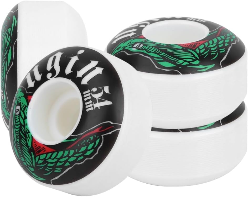 4PCS 54mm Skateboard Wheels - High-Strength 100A Hardness PU Wheels for Street Tricks & Training (White, 32mm Height)