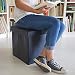 Relaxdays Puff Almacenaje Cuadrado con Tapa, Piel Sintética, Negro, 38 x 38...
