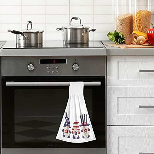 Kocoart Vintage Flag Kitchen Hand Towels Patriotic Gnomes 4Th Of July Hanging Dish Towels With Loop 2 Pack, Soft Super Absorbent Fingertip Tie Towel Dishcloths For Bathroom Decor 12X17 In #TOP4