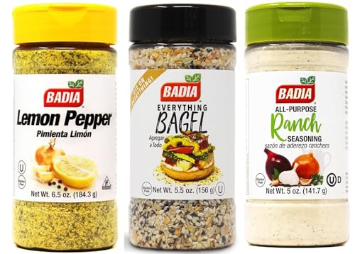 Badia Seasoning Set Lemon Pepper 184.3g Everything Bagel 156g Ranch All-Purpose 141.7g | Gluten-Free | Use On Everything !