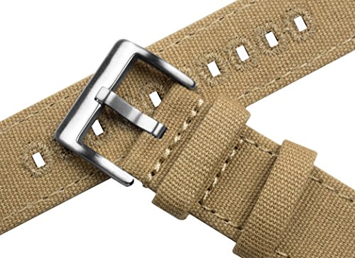 Image of BARTON WATCH BANDS Quick Release Canvas Watch Band Straps, Khaki Tan, 19mm