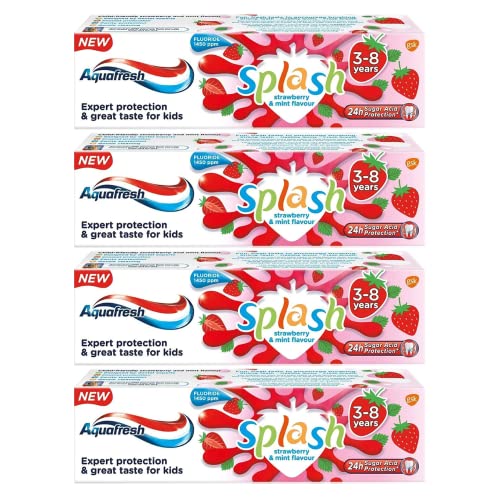 Children's Fruity Toothpaste Bundle: Aquafresh Splash Strawberry Toothpaste - 4 x 50ml Tubes