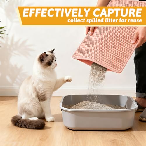 Image of Pieviev Cat Litter Mat Double Layer Waterproof Urine Proof Trapping Mat 1 Pack (Red, 24x15 Inch (Pack of 1))