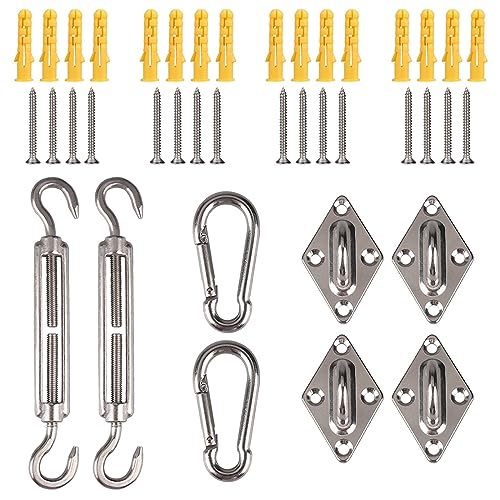 SHOKHI Sun Shade Sail Hardware Kit 24pcs/Set 304 Stainless Steel Sunshades Canopy Installation Kit for Install Awning Accessory