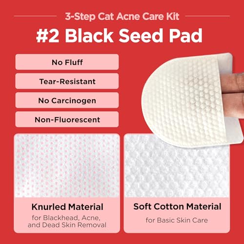 JAYU PET 3-Step Cat Acne Care Kit - Hypoallergenic Cleanser for Feline Acne, Cat Black Chin(1EA) Double-Sided Pads, Cat Acne Chin Wipes(30PCS) Soft Grooming Cat Acne Silicone Brush(1EA)