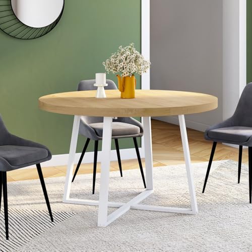 Table ronde extensible Selma 4-8 pers bois/métal IDMarket
