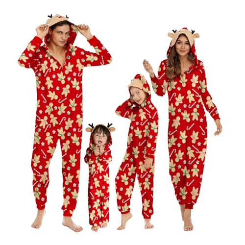 Adisputent Christmas Pajamas for Family Matching Cute Long Sleeve Couples Soft Holiday Sleepwear Funny Christmas Pjs Sets Red Gingerbread Man Women S