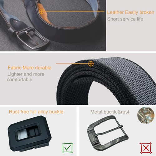 Reversible Belt for Men,Adjustable Double Sided Canvas Belt Men,Dual Purpose,Golf,Outdoor,120cm/47.24inch4