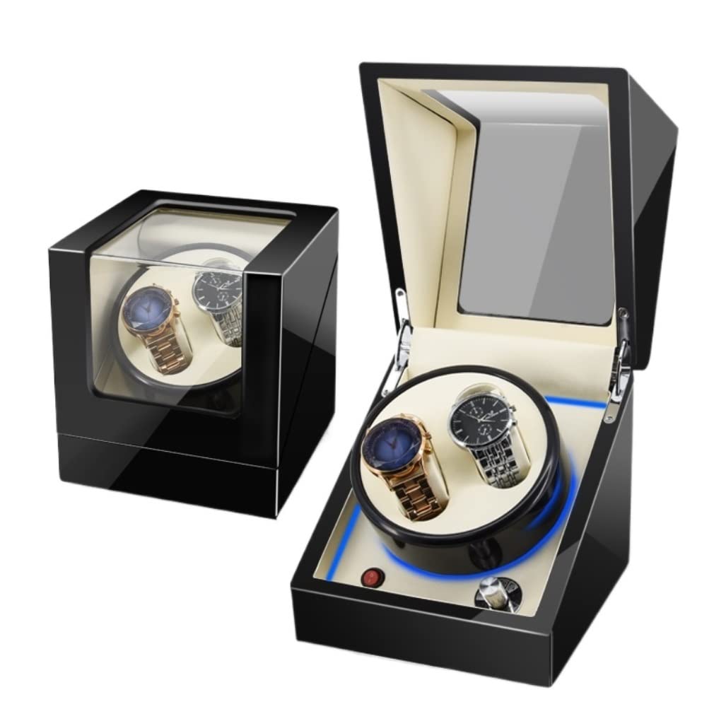 Caja Relojes Bobinadora De Reloj Automática Doble Con Caja De Almacenamiento De Reloj De Motor Silencioso Alimentada Por Batería O Adaptador Bobinadora De Caja De Reloj Relojero Organizador Hombre(E)