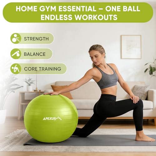 Image of APEXUP Yoga Ball, 660 lbs Anti-Burst Exercise Ball with Pump, 5 Sizes