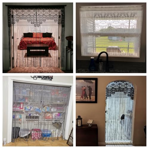 YaoYue Macrame Lace Door String Curtain for Doorways,Room Divider Doorway Hippie Window Panel Room Divider Wall Closet Curtains for Bedroom Closet Door Drapes Decorations (35×79in/90×200cm,Black) - Image 6
