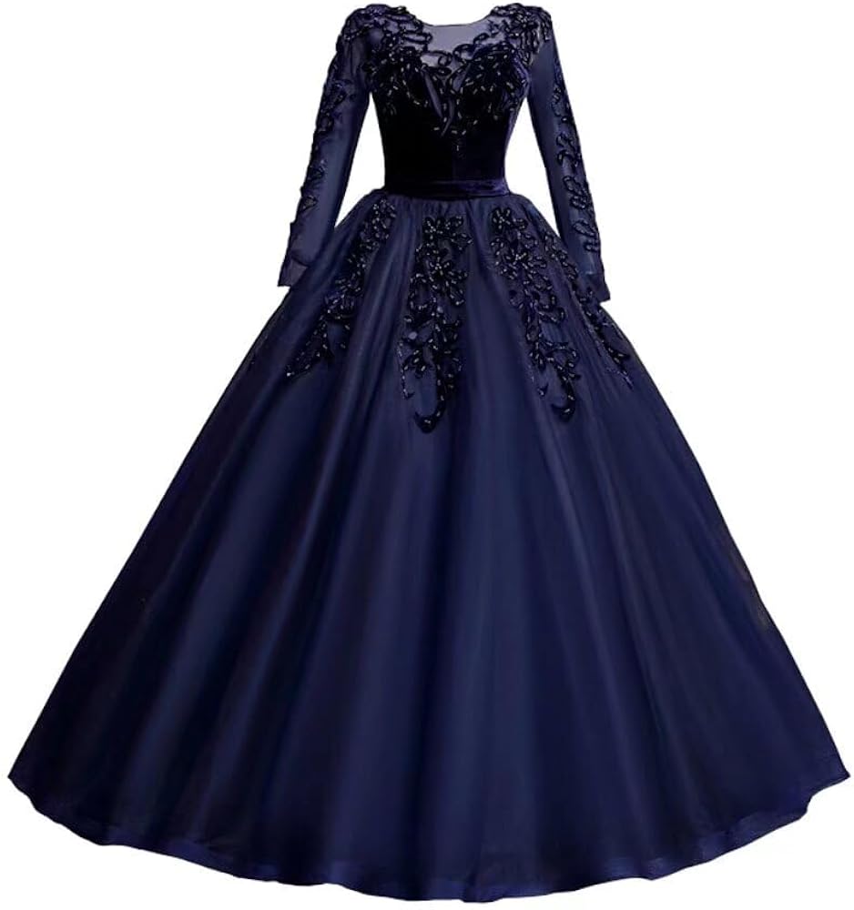 long sleeve navy blue quince dress Strapless Long Sleeves Dark Navy Quinceanera Dress with Beaded Gold Appliques Sequins for Sweet 15 WQ1489 Custom Color / 16