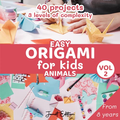 Easy Origami for Kids Animals | Vol 2: Paper Folding Book Kids From 8 Years Old | DIY | Book for Beginners with 40 Color Projects image 2