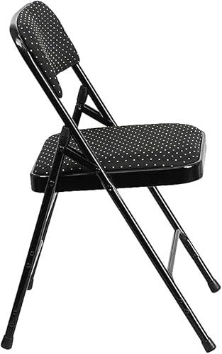 Miniatura 28 de Flash Furniture serie Hércules silla plegable en dos, triple refuerzo curvo, color borgoña gris - 4 unidades, Tela Patrón negro.,Estampado Borgoña