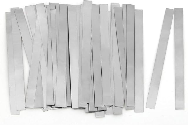 CoiTek 50 Pcs Pure Nickel Strip, 99.6% Nickel Plated Strip for 18650 Soldering Tab for High Capacity Lithium Battery, NiMh and NiCd Battery Pack and Spot Welding Accessories (0.15 * 8 * 50 mm)
