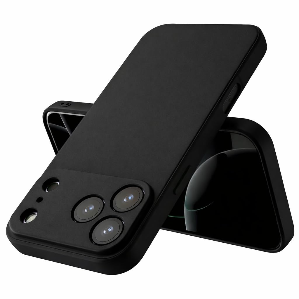 LIRAMARK Silicone Soft Back Cover Case for iPhone 17 Pro Max (Black)