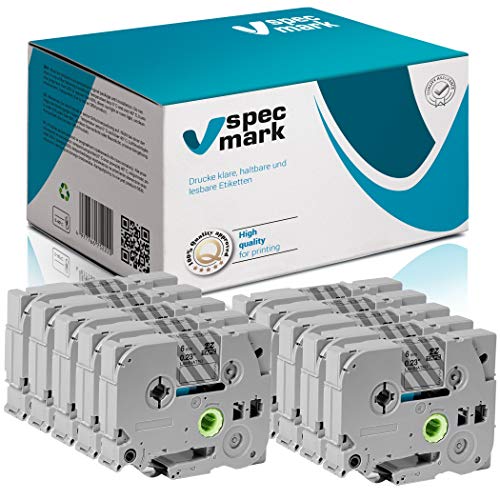 specmark Taśma do pisania TZe-115 6 mm x 8 m zestaw x 10 szt. biała na przezroczystej taśmie kompatybilna ze wszystkimi drukarkami Brother PT P-touch AZe-115 EZe-115 TZ-115 TZ2-115