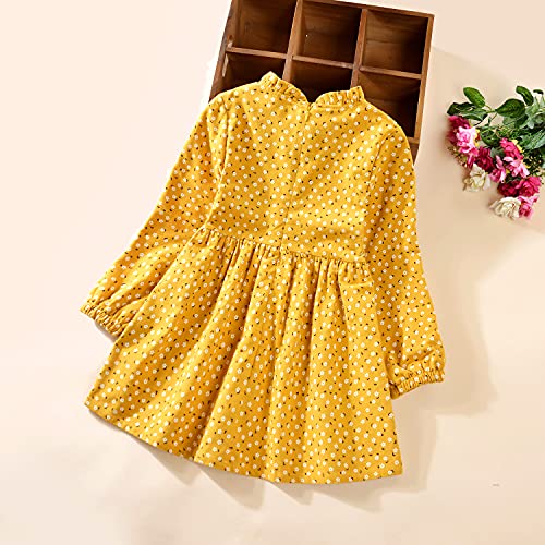 VINUOKER Toddler Girls Cotton Dress Floral Dress for Little Girls midi Dress 2-7years Fall Winter Dress3