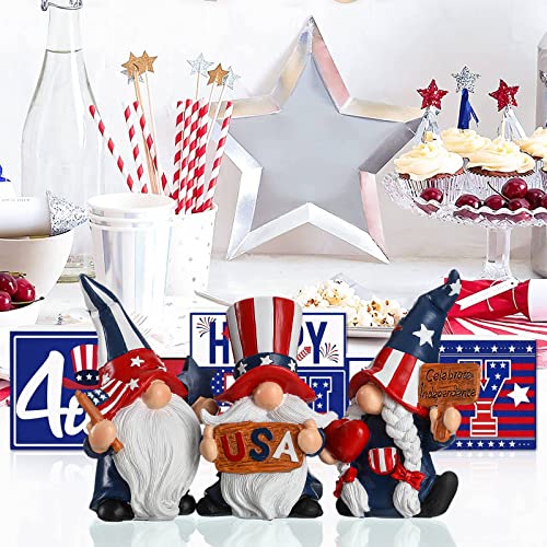 Argodaze 4Th Of July Patriotic Gnomes Usa Stars & Stripes Resin Statues American Independence Day Decor Gifts Handmade Home Tiered Tray Figurines (3Pcs) #TOP3