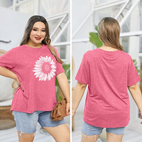 Womens Plus Size Daisy Graphic T-Shirt Summer Flower Cute Short Sleeve Shirts Casual Loose Tees Tops for Women4