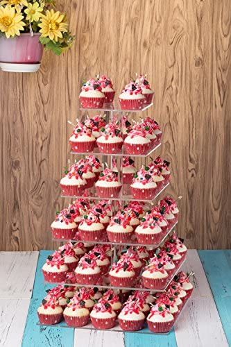 Cupcake Stand, 6 Tier Large Cupcake Tower Tree, Square Cupcake Holder, Pastry Display Stand For Party, Wedding, Birthday, Baby Shower #TOP1