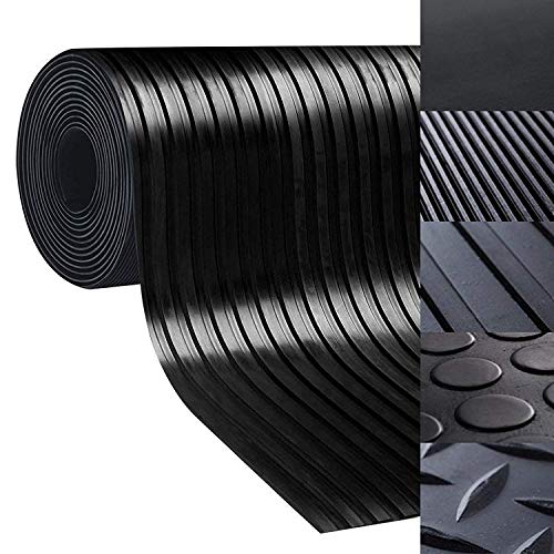 Preisvergleich Produktbild Floordirekt Bodenmatte aus Gummi - rutschfeste Gummiplatte / Geeignet als Garagenbodenmatte, Pferdestallmatte oder Werkbankmatte / Viele Größen zur Auswahl (1x1 m, Breit gerippt - Stärke: 3mm)