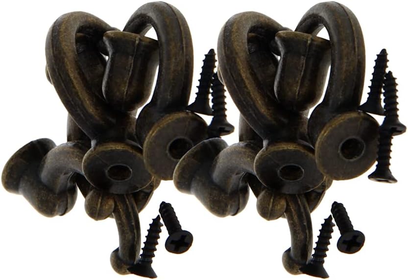 Yinpecly 1.14" x 0.43"(LxH) Zinc Alloy Retro Style Wall Mounted Hook Robe Hooks Single Clothes Hanger with Screws, for Bedrooms Bathrooms Closets Bronze Tone 10pcs