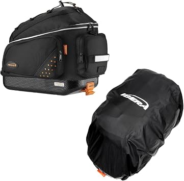 Ibera Bike Trunk Bag - PakRak Clip-On Quick-Release Bicycle Commuter Bag Bicycle All Weather Rain Cover for Commuter Bags and Panniers