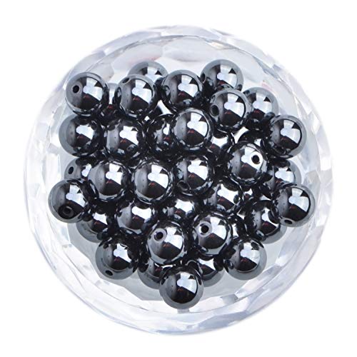 Image of 100Pcs Natural Crystal Beads Stone Gemstone Round Loose Energy Healing Beads with Free Crystal Stretch Cord for Jewelry Making (Hematite, 6MM)