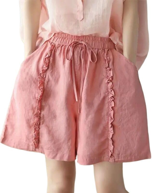 Summer Shorts for Women Elastic Waist Wide-Leg Pants Casual Shorts