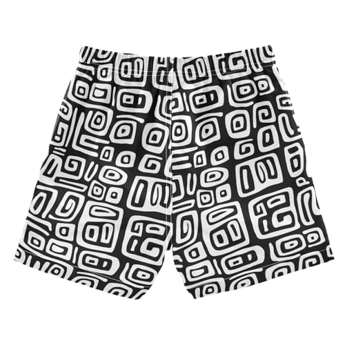 Boys Swim Trunks Black White Geometric Design Beach Board Shorts Quick Dry Swimsuit Toddler Kid Teen2