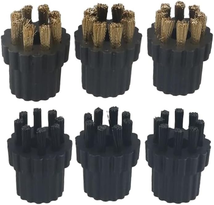 6pcs Steam Cleaner Brass Nylon Brush Head Replacement Parts Fit For Steam Mop 5 Steam Cleaner Brass Components Head Parts Set