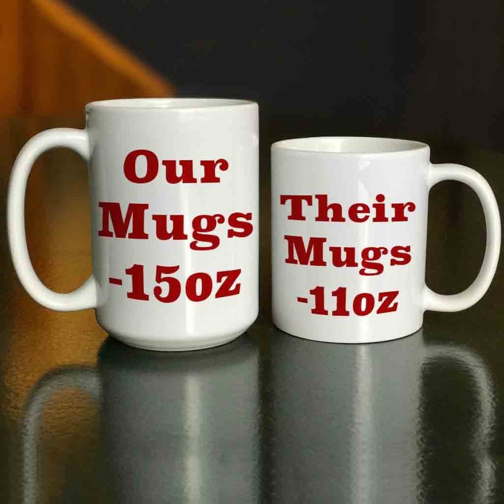 VictoryStore Large Mugs: Couples Coffee Mug Set 15 ounce, His and Hers Mugs (I Like His Beard, I Like Her Butt)