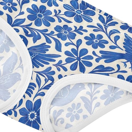 Joisal Blue White Floral Birds Girls Underwear Toddler 2t Cotton Cute Panties Girl Personalized Briefs Kids Undies4