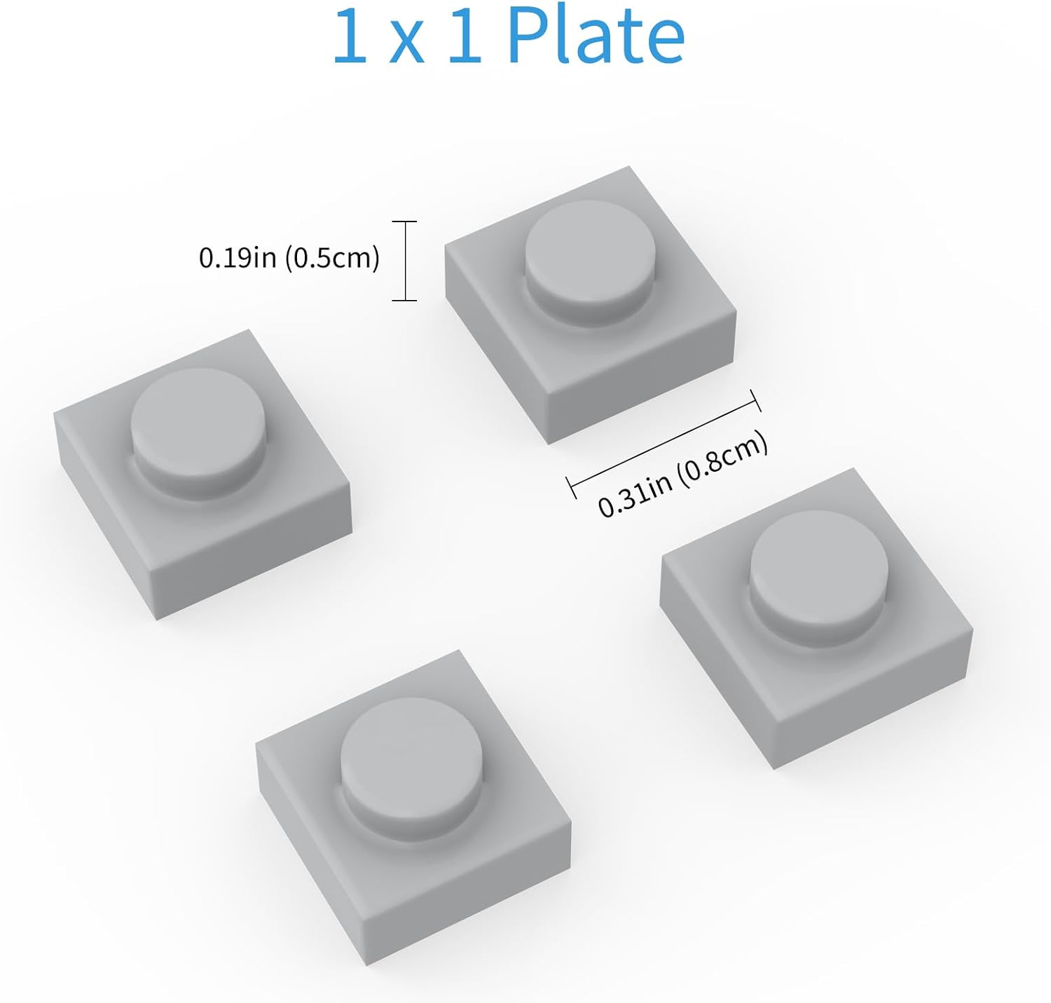 Pixel Bricks Mosaic Art Pieces Compatble with Major Brands, 1x1 Plate 1000 Pieces 3024 Brick (194 Medium Stone Grey)