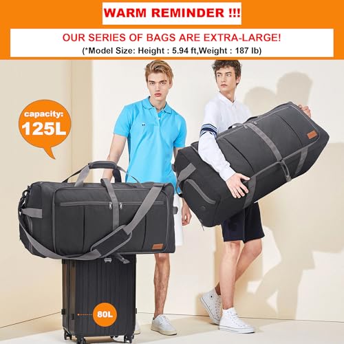 Upeelife Large Foldable Travel Duffle Bag, 125L Waterproof Holdall Luggage Bags with Shoe Compartment, Lightweight Weekend Overnight Sports Gym Bag for Men Women - Image 4