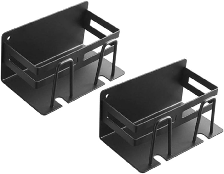Floating Shelves Wall Suction Toothbrush Holder, Stainless Steel Bathroom Shelf, Anti-Rust and Anti-Oxidation, Suitable for Shower Room and Vanity (Color : Black, Size : Style 2) (Black Style 1)
