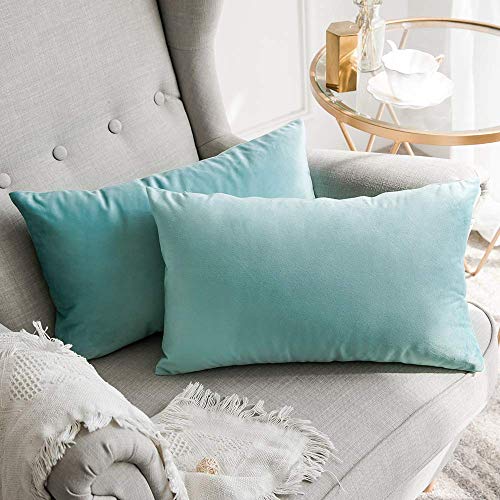 Image of Khooti Velvet Cushion Cover Pack of 1-16 inch x 20 inch / 41 x 51 cm - Teal Green - Soft Pillow Covers Cushion Case for Sofa Bedroom Livingroom Chair Car, Cushion Cover