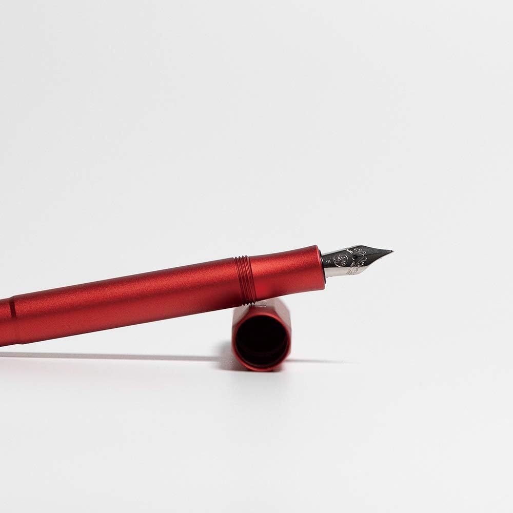 Kaweco AL Sport Fountain Pen Deep Red, Fine Nib Sport Octagonal Clip Chrome