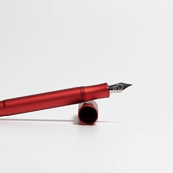 Kaweco AL Sport Fountain Pen Deep Red, Fine Nib Sport Octagonal Clip Chrome